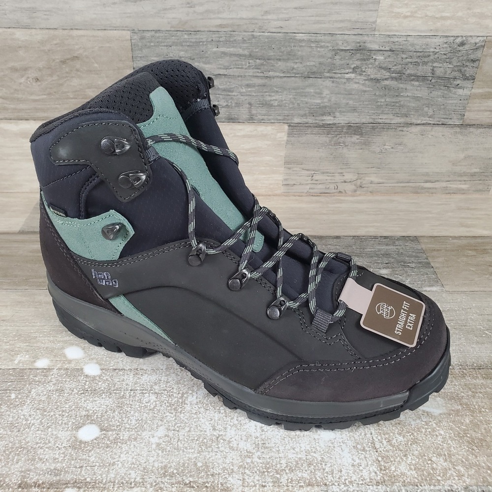 Hanwag Banks SF Extra Lady GTX Womens Hiking Boots Sz 10 Asphalt Mint Lace-Up